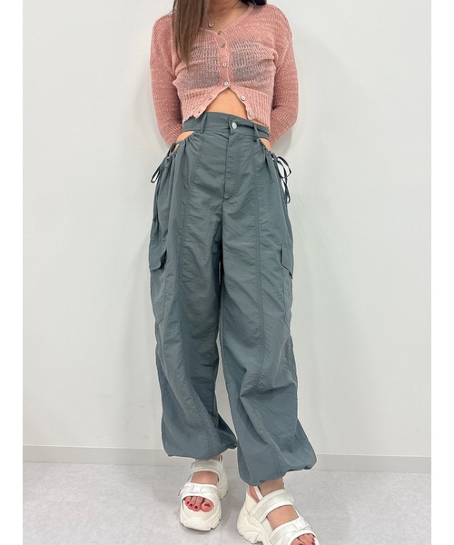 DURAS（デュラス） カーゴパンツ サイド開きリボンパラシュートパンツ