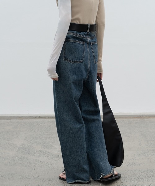 ワイドパンツ ジーンズ デニム デニムパンツ 「ELOOPS」セミハイウエス カットオフワイドデニム レディース メンズ | ブランド登録なし | 07