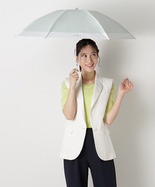 マッキントッシュフィロソフィー 晴雨兼用折りたたみ傘 グレーにボーダー二段折 MACKINTOSH PHILOSOPHY 折りたたみ傘 遮光 晴雨兼用 折りたたみ