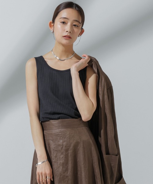 tシャツ Anti Soaked(Ｒ) 汗染み防止リブロンＴ レディース NANO universe tシャツ Anti Soaked(R) 汗染み防止リブロンT