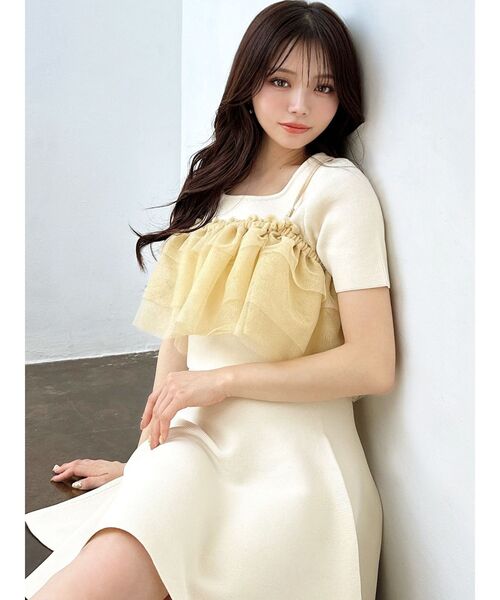 胸元レースラメニット rienda | ラメシャギーメッシュKnit TOP (ニット ) |SHEL'TTER