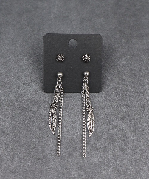 4INT. ピアス ロングピアス＆フラワーピアス 2セット / チタン