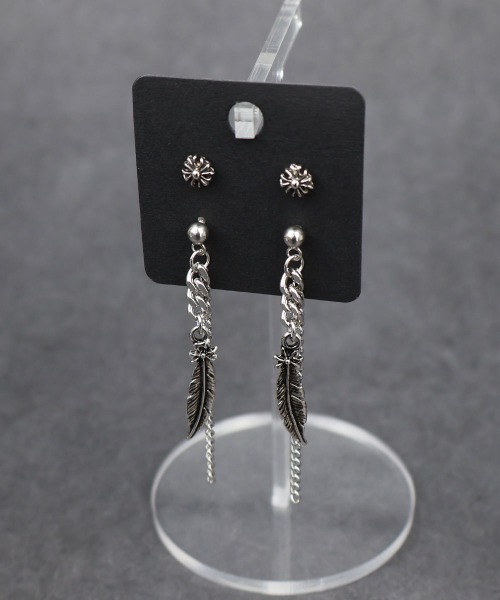 4INT. ピアス ロングピアス＆フラワーピアス 2セット / チタンポスト