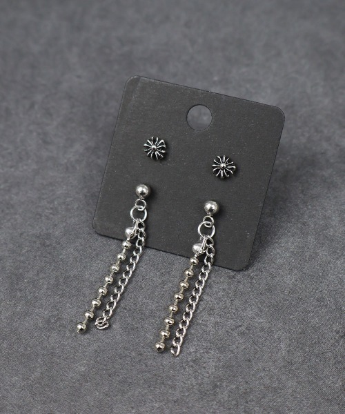 No.350ハンドメイドピアス　マットゴールドフラワー　ロング　チタンピアス No.350ハンドメイドピアス マットゴールドフラワー ロング チタンピアス