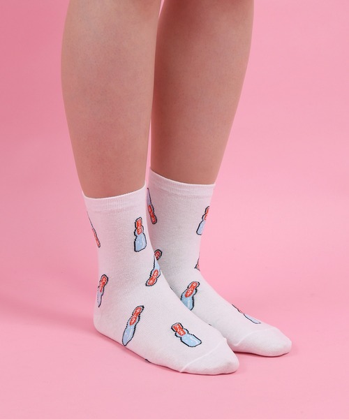 PUNYUS（プニュズ） 靴下 フード総柄ソックス「RAMUNE」 レディース