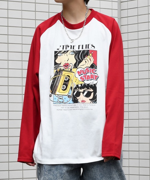 Starting Over tシャツ oversize raglan sleeve print long T