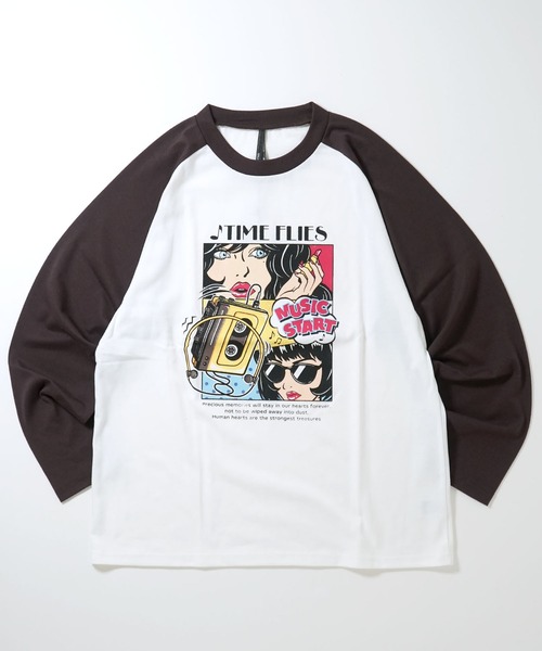 【ヴィンテージ加工✨】RonHerman ラグランスリーブ　春カットソー　長袖 Starting Over tシャツ oversize raglan sleeve print long T
