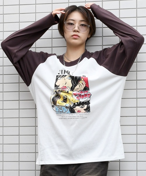 Starting Over tシャツ oversize raglan sleeve print long T