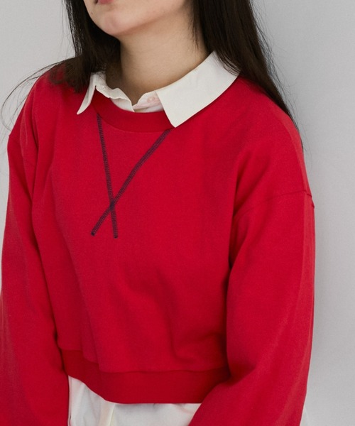 STUDIOUS 新品未使用 ボリュームスリーブショートスウェット トレーナー スウェット ボリュームスリーブショートトップス「手洗い