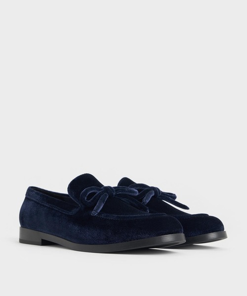 ベルベットスリッパローファー CHARLES ＆ KEITH ローファー ベルベットボウ レディース