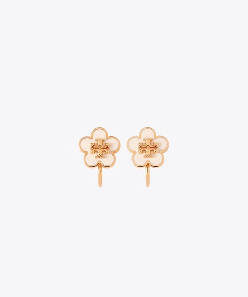 TORY BURCH イヤリング キラ エナメル フラワー クリップオン