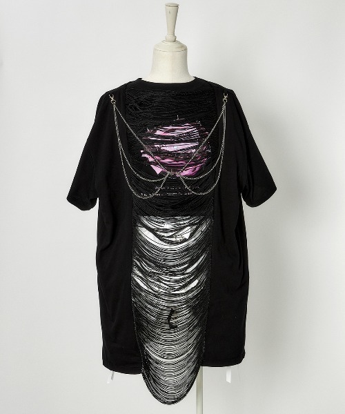 tシャツ Fringe bone chain T-shirt レディース AVENCHUMU tシャツ Fringe bone chain T-shirt レディース