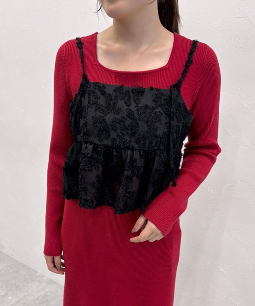 mysty woman（ミスティウーマン） ワンピース フェザーキャミセット