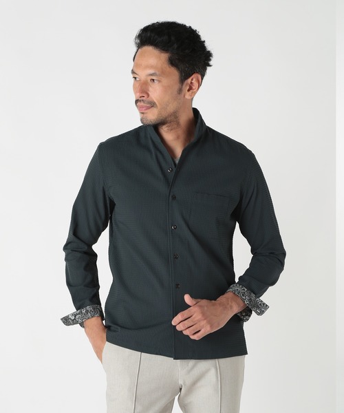 MEN'S BIGI（メンズビギ） シャツ ワイヤー入りスタンドカラーシャツ