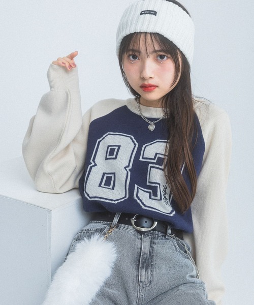 repipi armario ニット セーター 「洗えるニット」ナンバリング 
