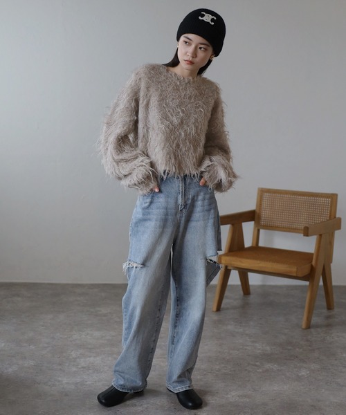 ニット セーター teddybear shaggy cropped pullover / テディベアーシャギークロップドプルオーバー レディース セール】teddybear shaggy cropped pullover / テディベアー