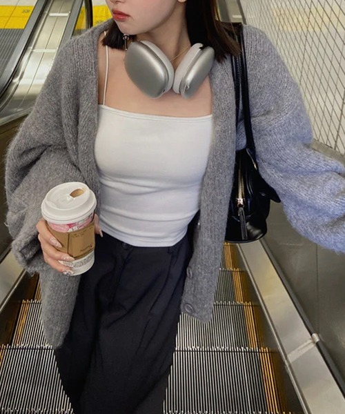 カーディガン ふわもこアルパカウールカーデ レディース