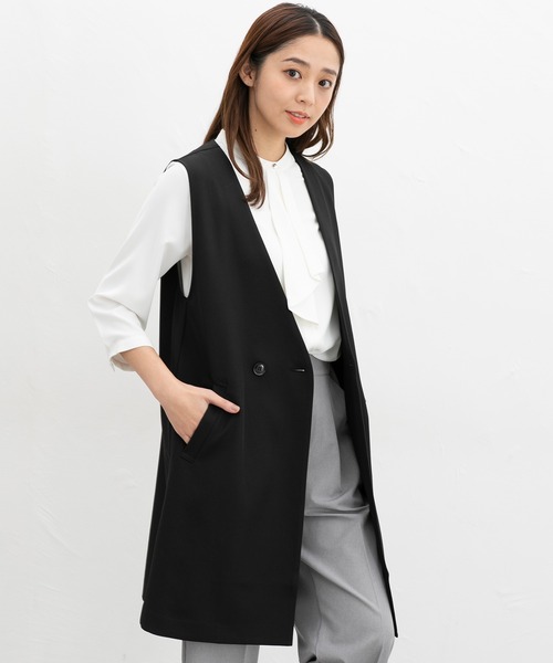 日本製/洗える】スタイリッシュロングジレ(ベスト・ジレ