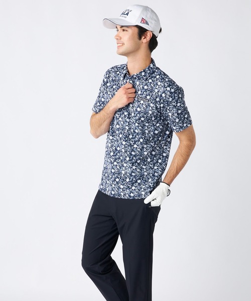 FILA GOLF フィラゴルフ 総花柄 半袖 ポロシャツ デザイン ウェア FILA GOLF フィラゴルフ 総花柄 半袖 ポロシャツ デザイン