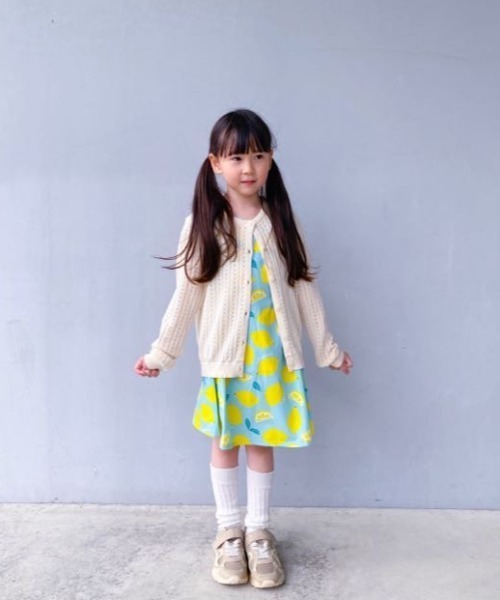 moujonjon ワンピース さくらんぼ・レモン・いちご総柄ブロード