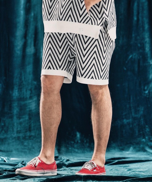 パンツ mp13342-Airy yarn wide herringbone shorts ニットショートパンツ メンズ_5