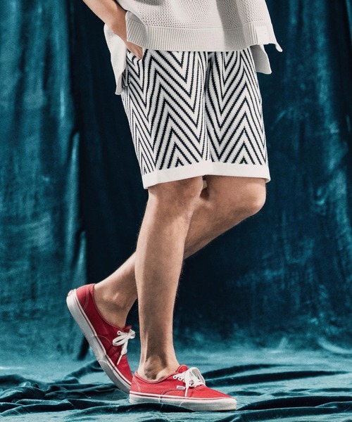 パンツ mp13342-Airy yarn wide herringbone shorts ニットショートパンツ メンズ_6