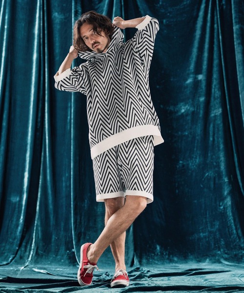 パンツ mp13342-Airy yarn wide herringbone shorts ニットショートパンツ メンズ_7