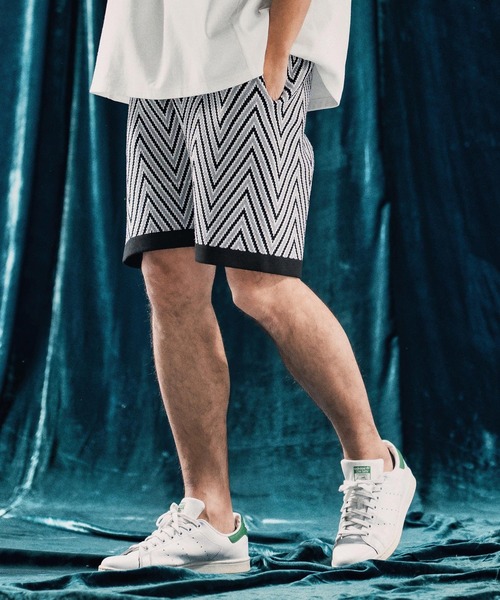 パンツ mp13342-Airy yarn wide herringbone shorts ニットショートパンツ メンズ_9
