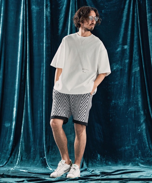 パンツ mp13342-Airy yarn wide herringbone shorts ニットショートパンツ メンズ_12
