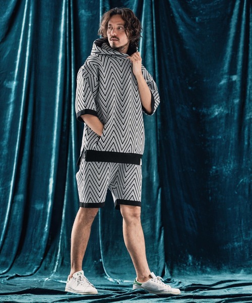 パンツ mp13342-Airy yarn wide herringbone shorts ニットショートパンツ メンズ_13