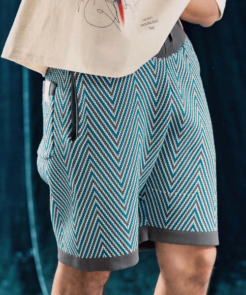 パンツ mp13342-Airy yarn wide herringbone shorts ニットショートパンツ メンズ_14