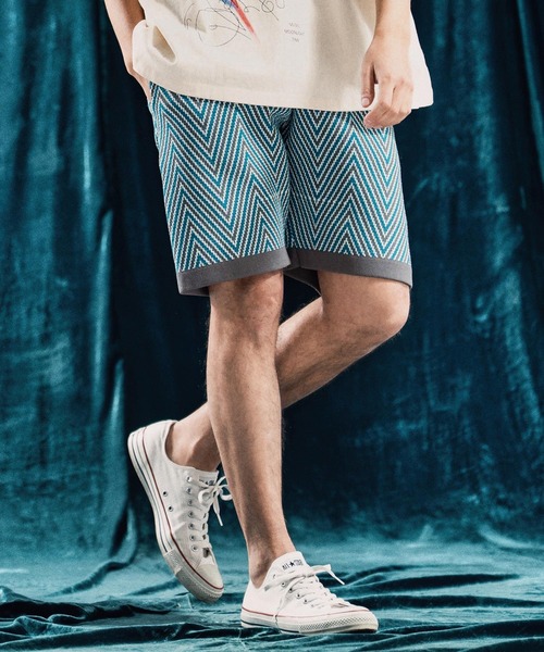 パンツ mp13342-Airy yarn wide herringbone shorts ニットショートパンツ メンズ_15