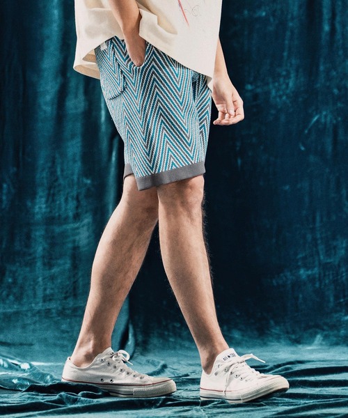 パンツ mp13342-Airy yarn wide herringbone shorts ニットショートパンツ メンズ_16