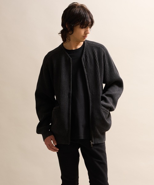 ジャケット・アウター POLYESTER DOUBLE CLOTH SHIRT CARDIGAN UNI L/Slv Zip-Up Cardigan Sweater ジャケット ブルゾン