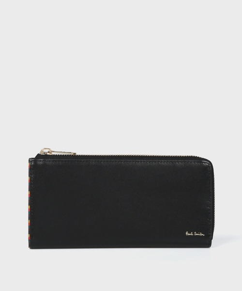 未使用 ポール・スミス ハイライトステッチ レザー長財布 黒 レディース 紺 Paul Smith】ハイライトステッチSS24 長財布 (Paul Smith/長財布