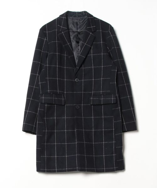 J4029 未使用 ラルディーニ アルパカチェック柄チェスターコート 紺 46 RAGEBLUE（レイジブルー） チェック柄チェスターコート M ネイビー