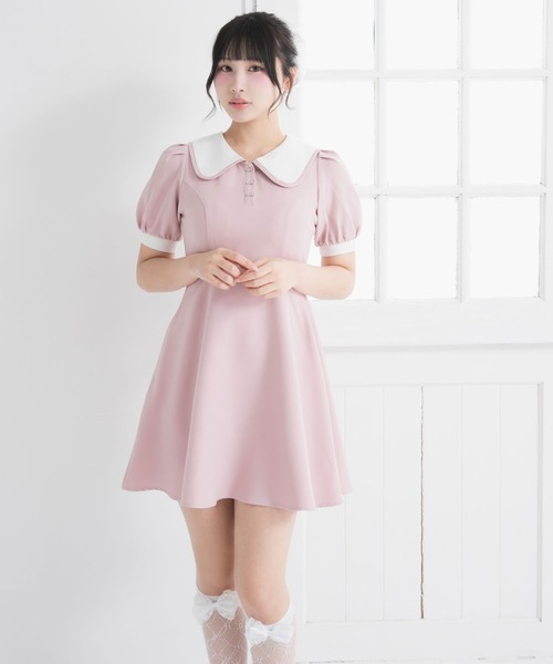 りい様 ワンピース Mピンクベージュ ピンクベージュリボンニットワンピ 0307 | Dolly