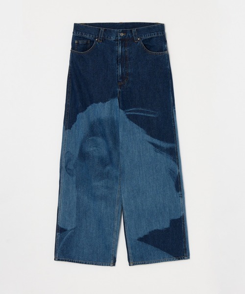 BEEDEN ジーンズ デニム デニムパンツ FACE PRINT WIDE STRAIGHT