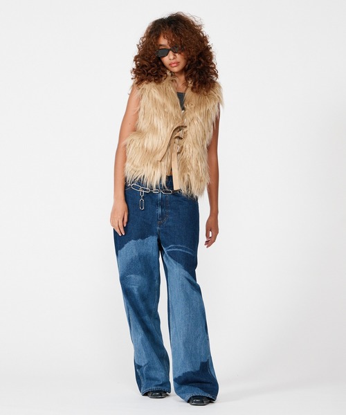 BEEDEN ジーンズ デニム デニムパンツ FACE PRINT WIDE STRAIGHT