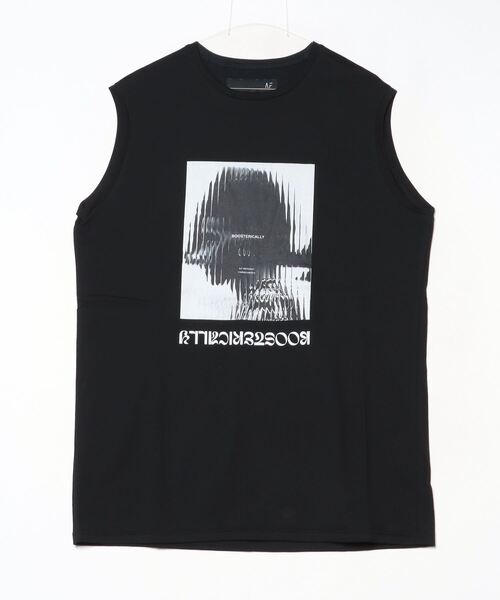 A.F ARTEFACT タンクトップ ブラック A.F ARTEFACT - Side Slit Long Tank Top