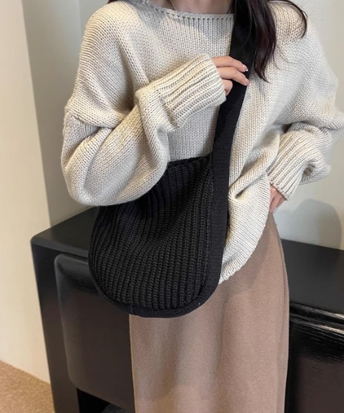 割引◆socharming◆無地ニットショルダーバッグ◆両面(3色) ショルダーバッグ バッグ ニット レディース : ZOZOTOWN Yahoo