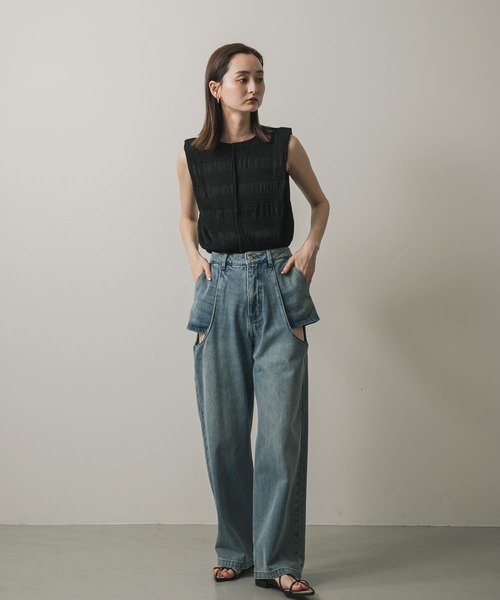 センスオブプレイス　サイドカットアウトデニムS SENSE OF PLACE｜サイドカットアウトデニム | Rakuten Fashion