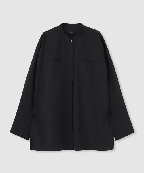 【新品タグ付】allureville アルアバイル シャツ ブラック M 黒 allureville（アルアバイル） ブラウス シャツ ダンガリーバンドカラー