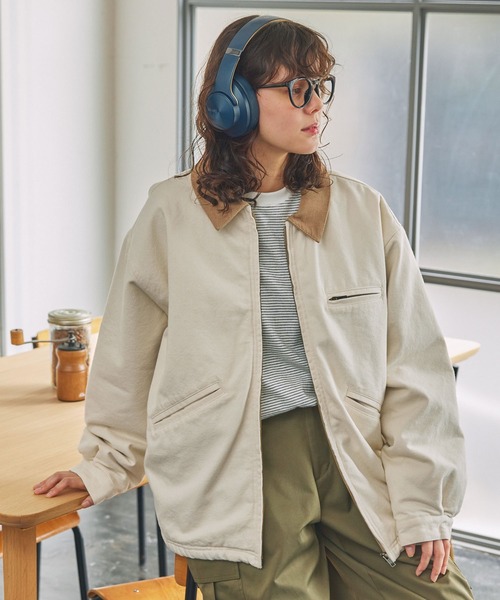 ブルゾン アウター ドロスト ヴィンテージライク 衿配色 中綿