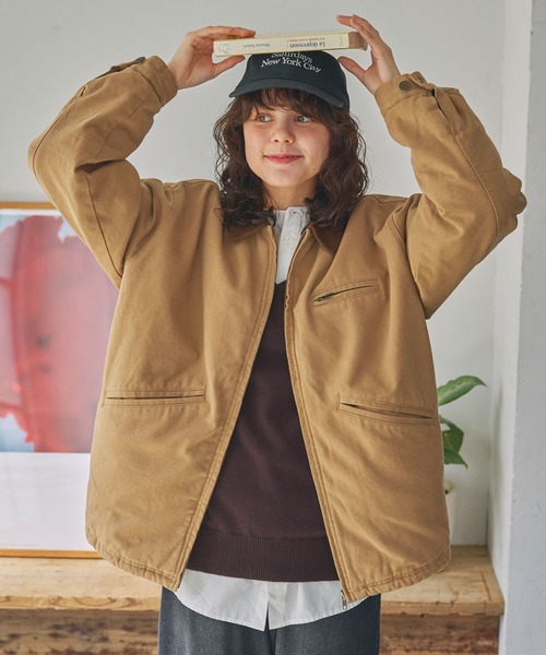 ジャケット・アウター ku_mse ブルゾン アウター ドロスト ヴィンテージライク 衿配色 中綿