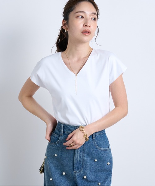 tシャツ フレンチVネックTシャツ レディース