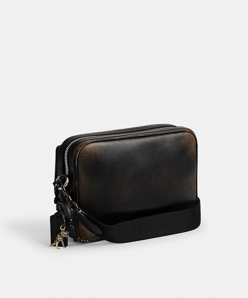 COACH ブラック レザー ショルダーバッグ　フラップ式　美品 COACH ショルダーバッグ チャーター フラップ クロスボディ