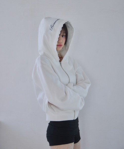 Smyeon パーカー Compact lace zip hoodie / レース付きコンパクト