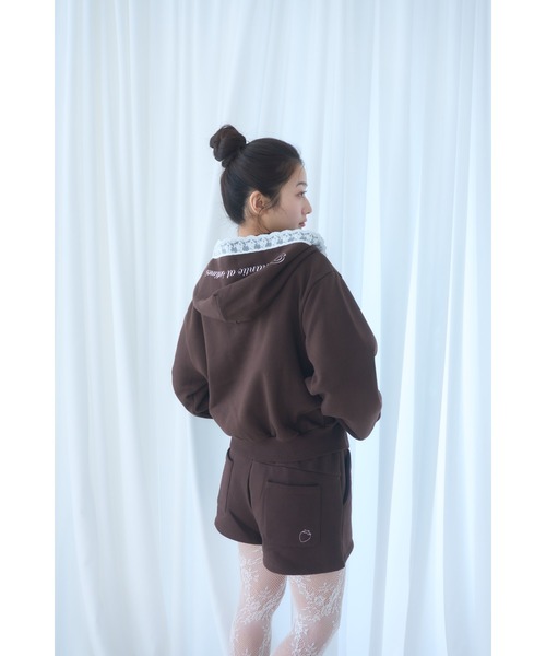 Smyeon パーカー Compact lace zip hoodie / レース付きコンパクト