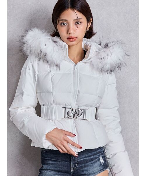 GYDA ダウンジャケット GYDA ダウンコート ダウンジャケット 2WAYロゴ ZIPダウンコート